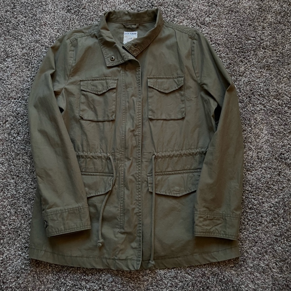 Old navy womens jacket; olive green, size large